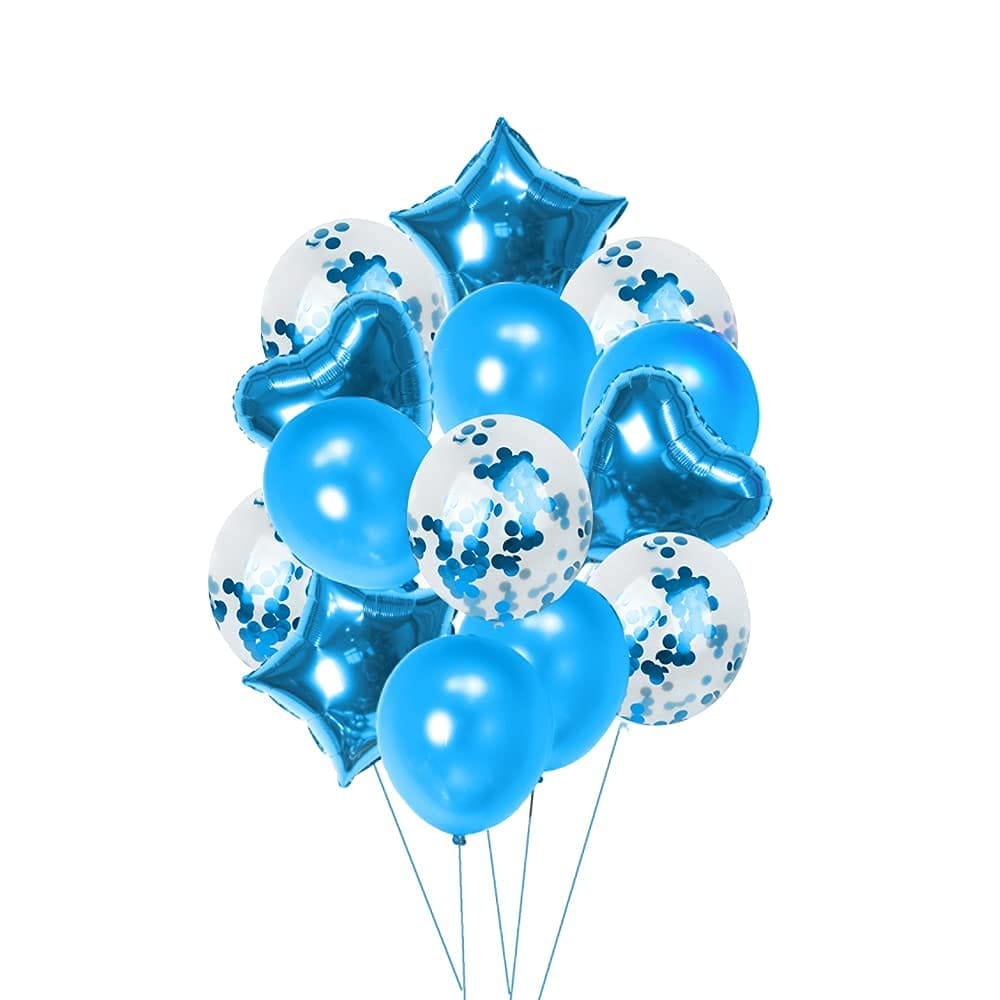 F C Fancy Creation Balloon Party Colorful 14pcs Blue Set Wedding Decoration Birthday Balloons Confetti Air Balls Birthday Party Decorations Kids Adults Balloons (Blue)