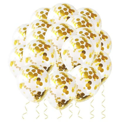 F C Fancy Creation Confetti Balloon for Birthday Theme Black Anniversary Celebration Wedding Party Decor Balloons (Gold)(Pack of 10 )