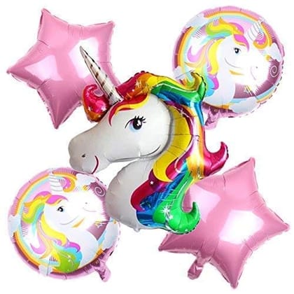 F C Fancy Creation Unicorn Foil Balloons for Birthday Decoration for Boys (Set of 5)