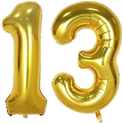 F C Fancy Creation Solid 13 Number Numeric Digit Gold Foil Balloon 16" Inch Party Decoration Supplies