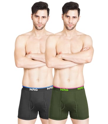 NRG Mens Cotton Assorted Colour Without Pocket Trunks ( Pack of 2 Coffee Brown - Military Green ) G11