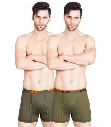 NRG Mens Cotton Assorted Colour Without Pocket Trunks ( Pack of 2 Dark Green - Light Green ) G11