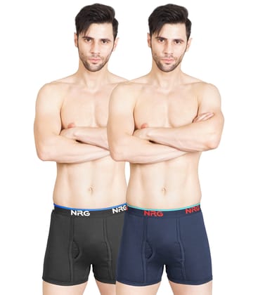 NRG Mens Cotton Assorted Colour Without Pocket Trunks ( Pack of 2 Coffee Brown - Navy Blue ) G11