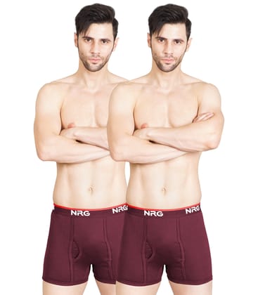 NRG Mens Cotton Assorted Colour Without Pocket Trunks ( Pack of 2 Maroon - Maroon ) G11