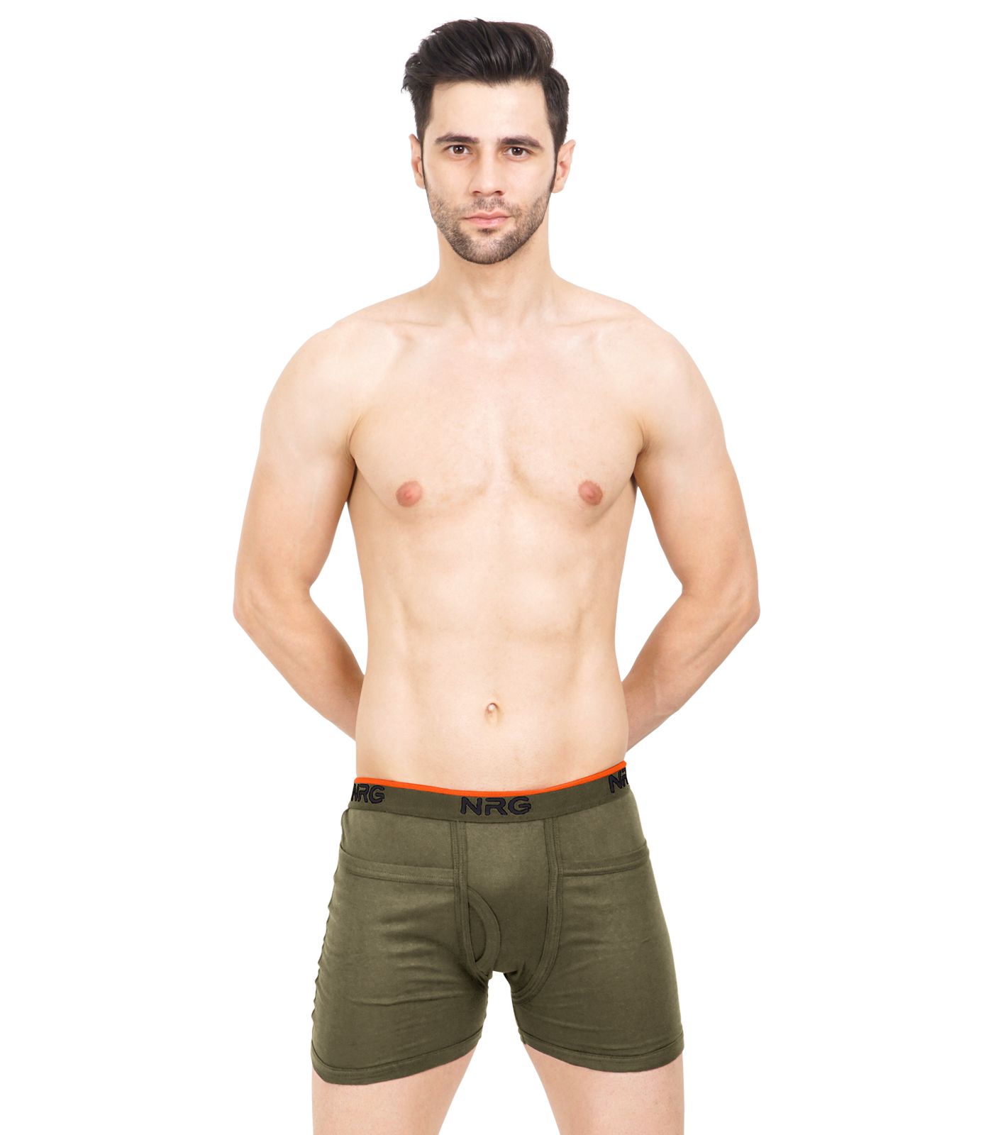 NRG Mens Cotton Assorted Colour Rib Pocket Trunks ( Pack of 1 Light Green ) G14