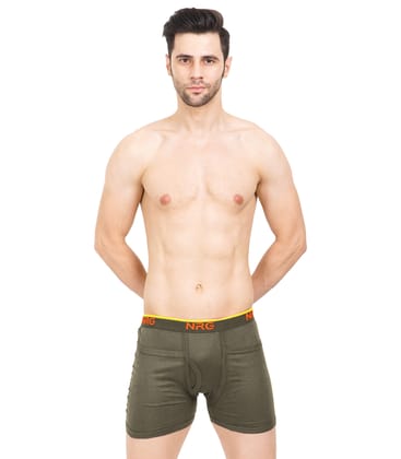 NRG Mens Cotton Assorted Colour Rib Pocket Trunks ( Pack of 1 Dark Green ) G14