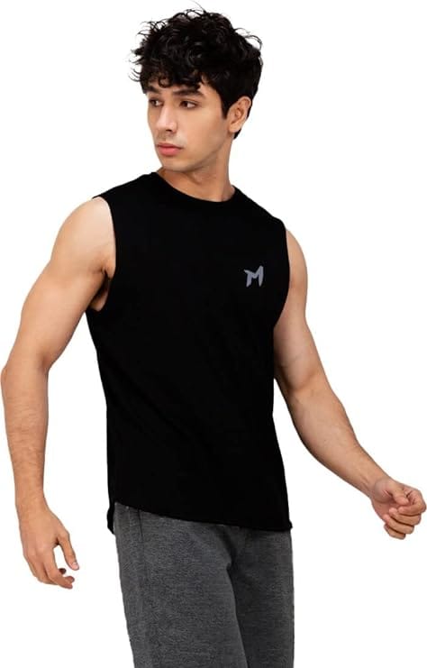 Mebadass Solid Sleeveless Cotton Regular Fit Mens Stylish Top Tanks Vest T-Shirt (Combo Pack of 2)