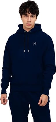 Mebadass Solid Cotton Blend Mens Relaxed Fit Hoodie
