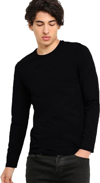 Mebadass Solid Crew Neck FullSleeves Plain Cotton Mens Stylish T-Shirt