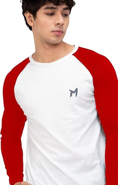 Mebadass Solid Cotton Regular Fit Mens Stylish Fullsleeves Ralgan T-Shirt