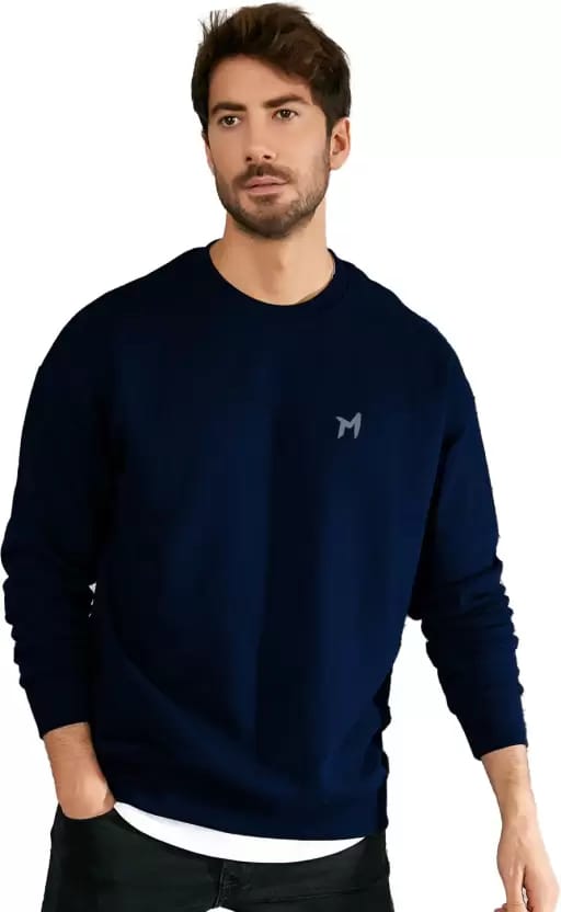 mebadass  Men Full Sleeve Solid Sweatshirt