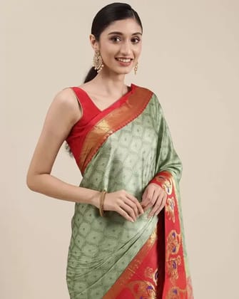 Softy Silk Kanchi Border Multicolor Saree | Silk sarees, Saree blouse  material, Printed sarees