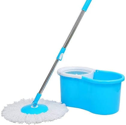 JAIN STAR Set Blue Bucket 360° Spin Mop Set with a Single Refill, Plastic