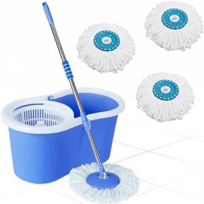 360 Degree Self Spin Wringing Floor Cleaning Mop C- Green with 3 Super Absorbers for Office and Home