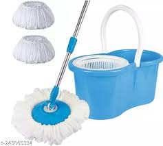 JAIN STAR Spin Blue Bucket Mop Set with an Additional  2 Microfiber Refill