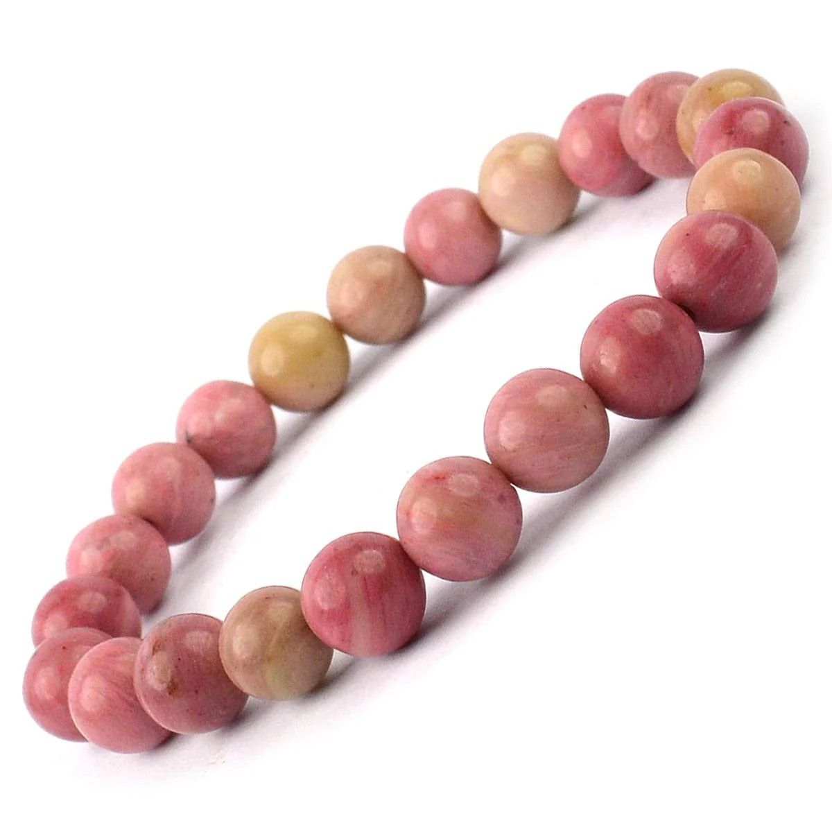 Ekdant Rhodochrosite Bracelet Natural Crystal Healing Bracelet Gemstone Jewellery Beaded Stone Bracelet for Men & Women, Bead Size 6 mm