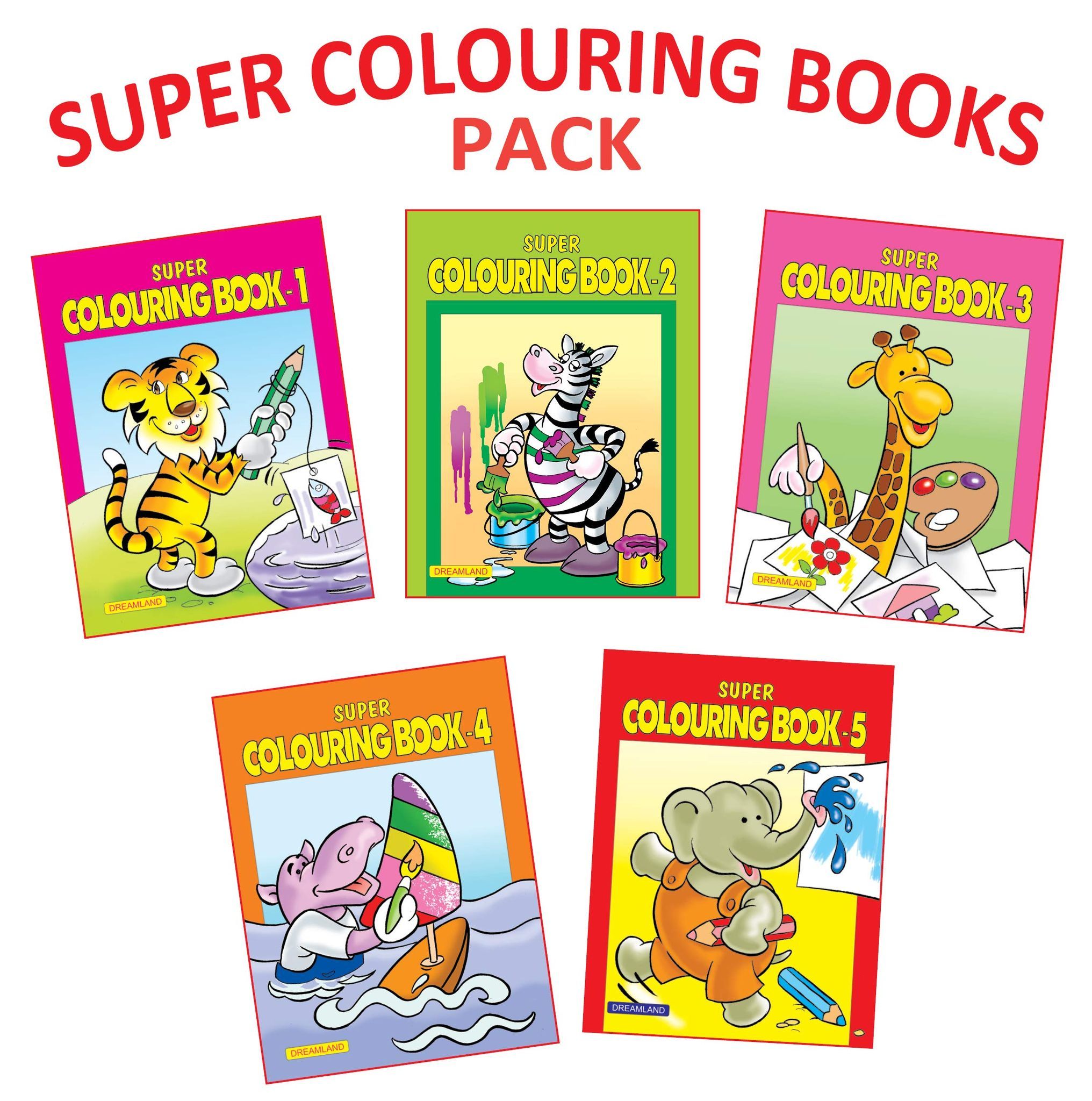 Super Colouring 5 Books Pack for Kids 2 -6 Ye Dreamland Publications