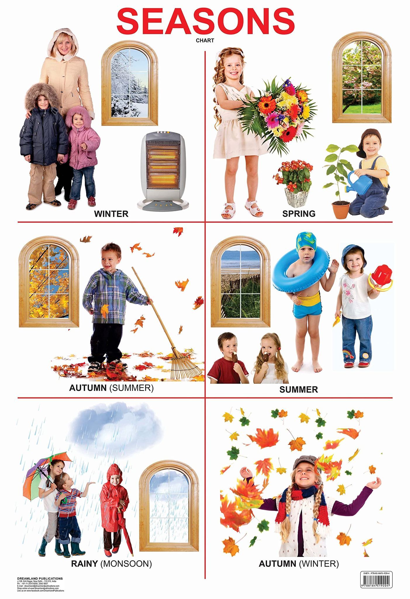 Seasons Chart Educational Wall Chart For Kids - Both Side Hard Laminated (Size 48 x 73 cm) [Poster] Dreamland Publications