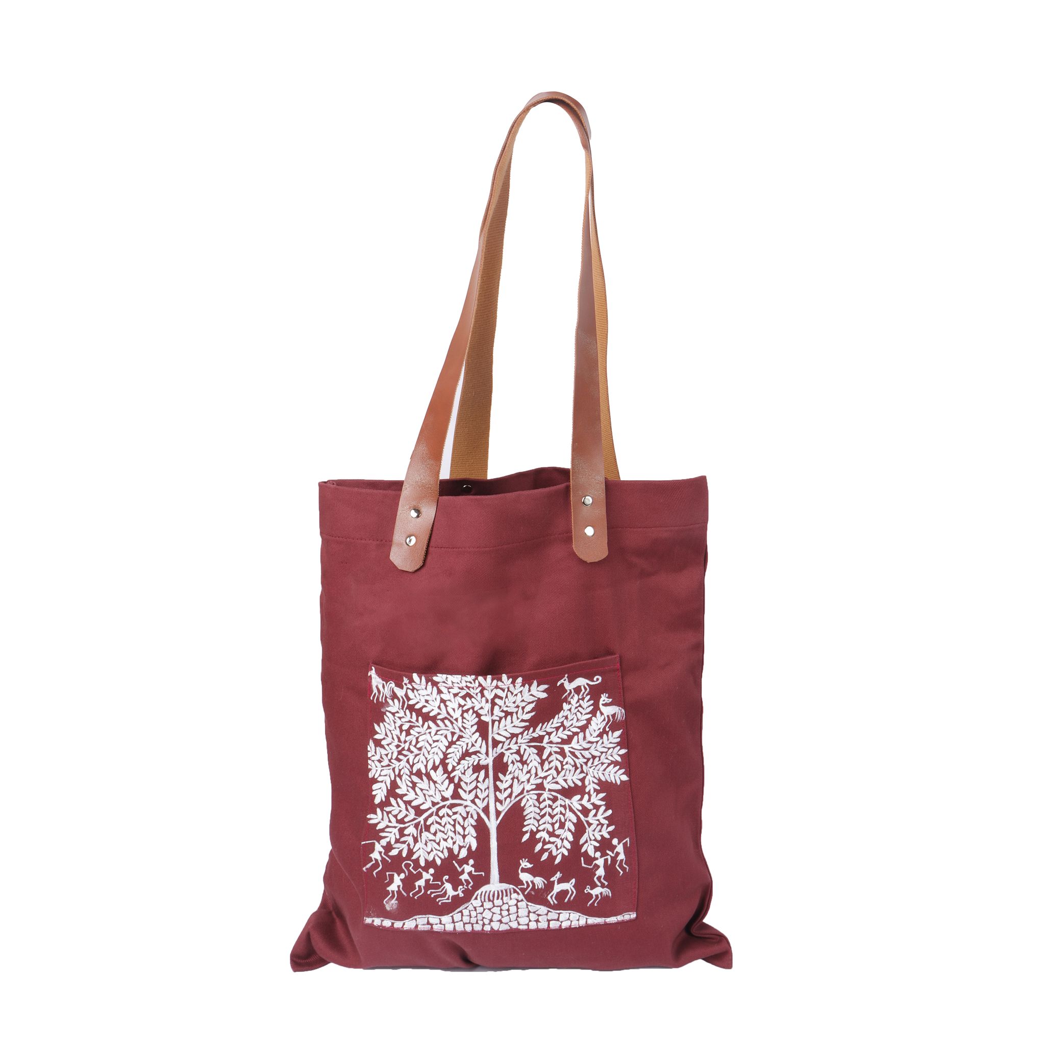 Tisser Warli Handpainted Cotton Tote Bag