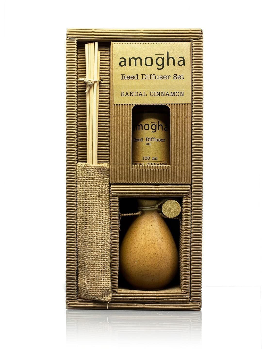 IRIS Home Fragrance Amogha Sandal Cinnamon Reed Toxin-Free, Fine-Living Fragrance, Aromachology, Mood Enhancer Diffuser -8 Reed Sticks with 100 ml Diffuser Oil