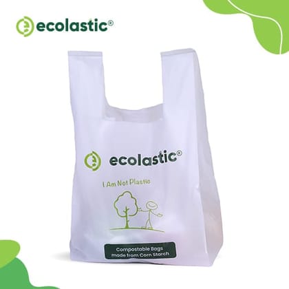 100% Compostable U-Cut Carry Bags (White) - 16 x 20 inches - 30 bags/kg - 50 microns I 3 Kg Pack