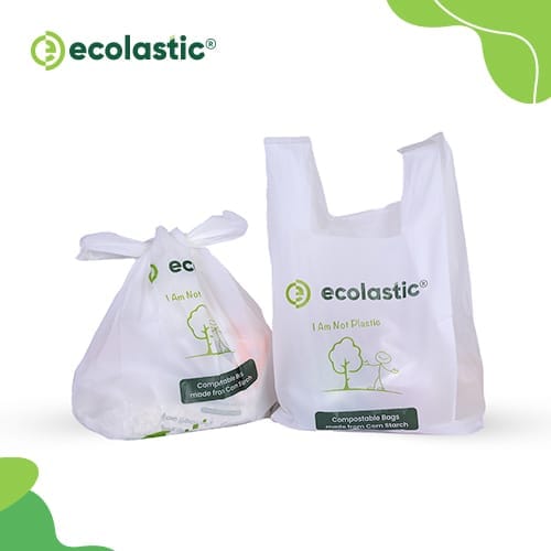 100% Compostable U-Cut Carry Bags (White) - 13 x 16 inches - 65 bags/kg - 40 microns I 3 Kg Pack