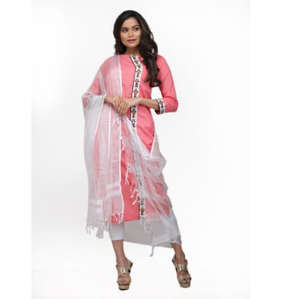 SUIT COVAR EMB BOTTOM WITH BLOCK PRINT DUPATTA "XL"