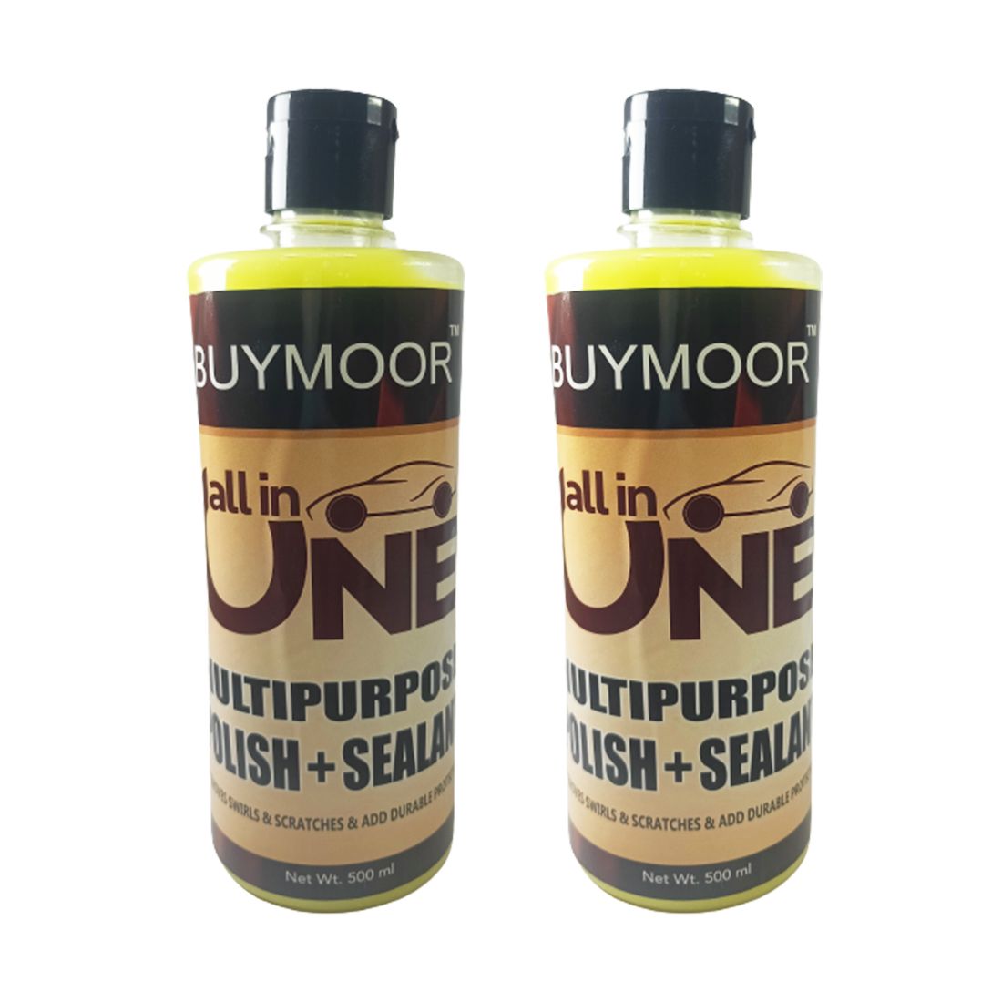 BUYMOOR  All-in-One Car Polish & Sealant for Ultimate Shine and Protection, Removes swirl marks & scratches with restoring color & clarity 500 ML (pack of  2)