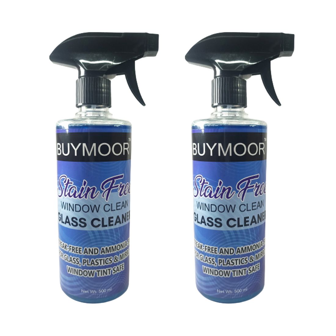 Buymoor Stain-Free Window Cleaner - Crystal Clear Glass Cleaning Solution - 500ML (Pack Of 2)