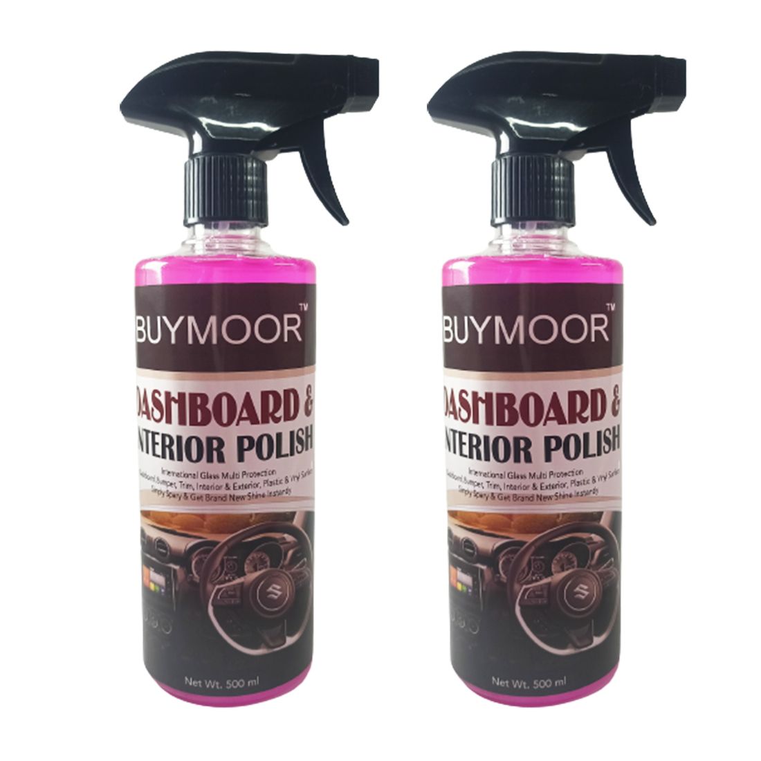 BUYMOOR Dashboard and Interior Polish - Ultimate Shine and Protection for Your Car's Interior 500 ML (Pack Of 2)