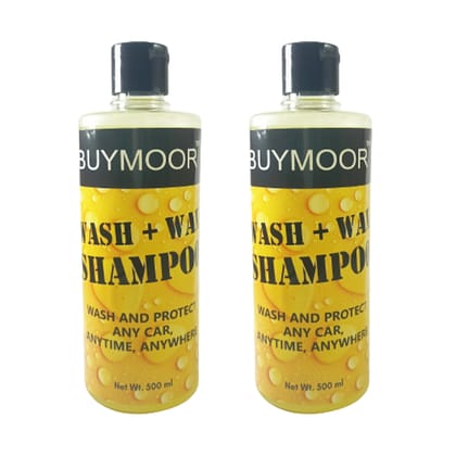 BUYMOOR Wash+Wax Shampoo for All Cars - Premium Car Cleaning and Waxing Solution 500 ML ( Pack Of 2 )