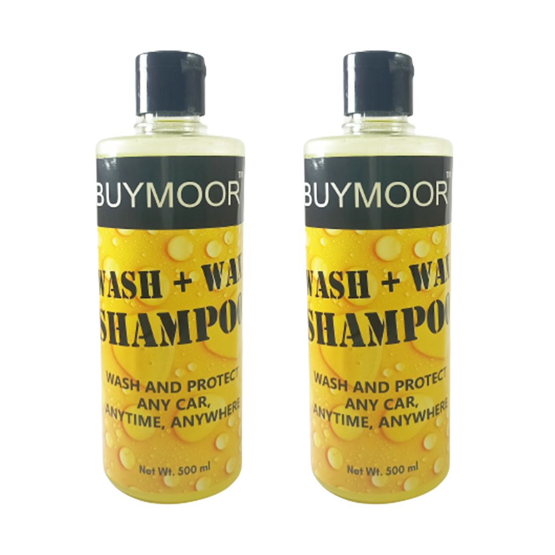 BUYMOOR Wash+Wax Shampoo for All Cars - Premium Car Cleaning and Waxing Solution 500 ML ( Pack Of 2 )