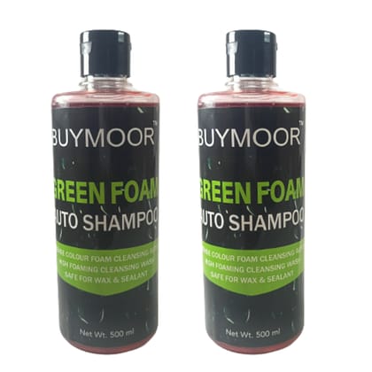 BUYMOOR Green Foam Auto Shampoo - Wax & Sealant Safe Car Cleaning Solution 500 ML (Pack of 2)