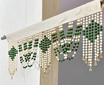 AFSN HOME Pearl Beads toran Curtains Arch hangong for Home Decoration - Pearl Crystal String Curtains Hanging with Beads for Door Decoration, GREEN