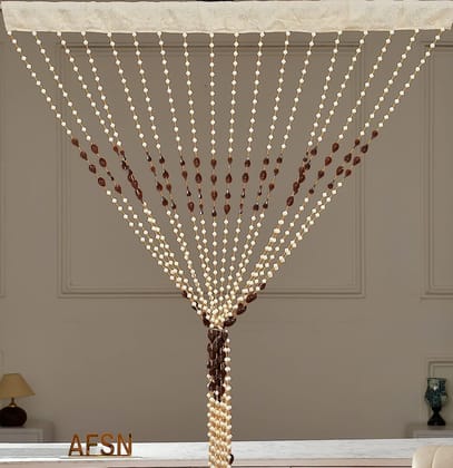 AFSN Home Polyvinyl Chloride Fancy Sparkling Striped Beads String Door Curtain for Room Divider, Home & Office Deoration, Pooja Room, Mandir, 1 Piece, (Rod Pocket; Sheer; Coffee