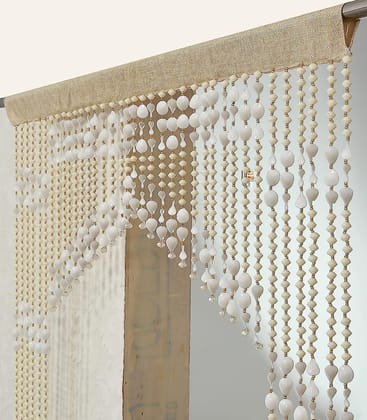 AFSN Home Polyvinyl Chloride Fancy Sparkling Striped Beads String Door Curtain for Room Divider, Home & Office Deoration, Pooja Room, Mandir, 1 Piece, (Rod Pocket; Sheer;)  (WHITE )