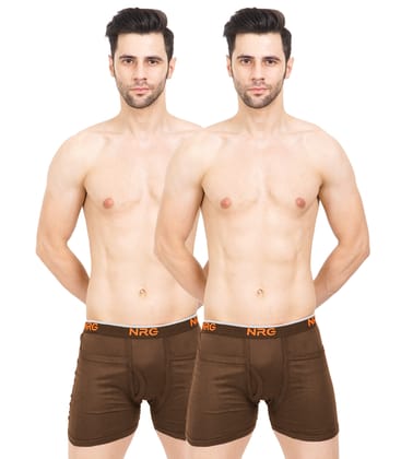 NRG Mens Cotton Assorted Colour Rib Pocket Trunks ( Pack of 2 Light Brown - Light Brown ) G14