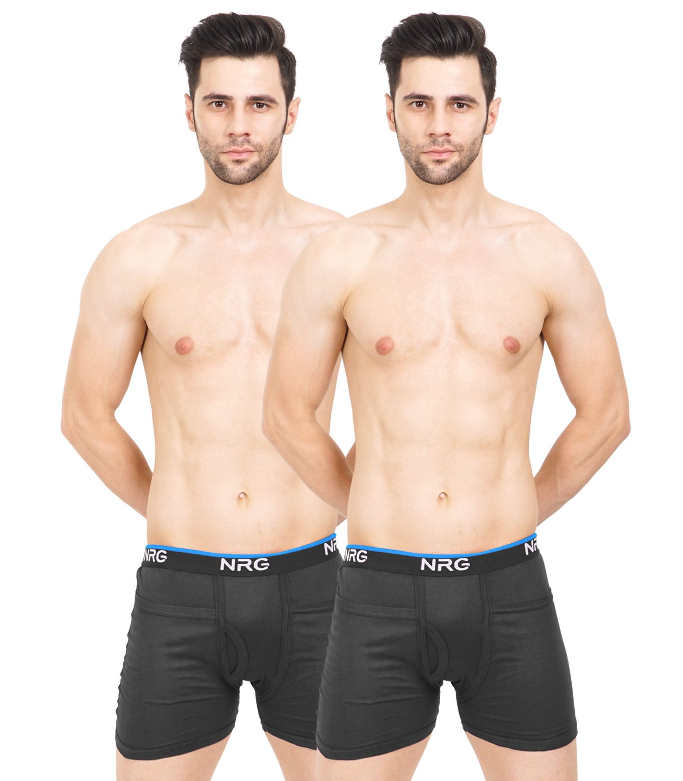 NRG Mens Cotton Assorted Colour Rib Pocket Trunks ( Pack of 2 Coffee Brown - Coffee Brown ) G14