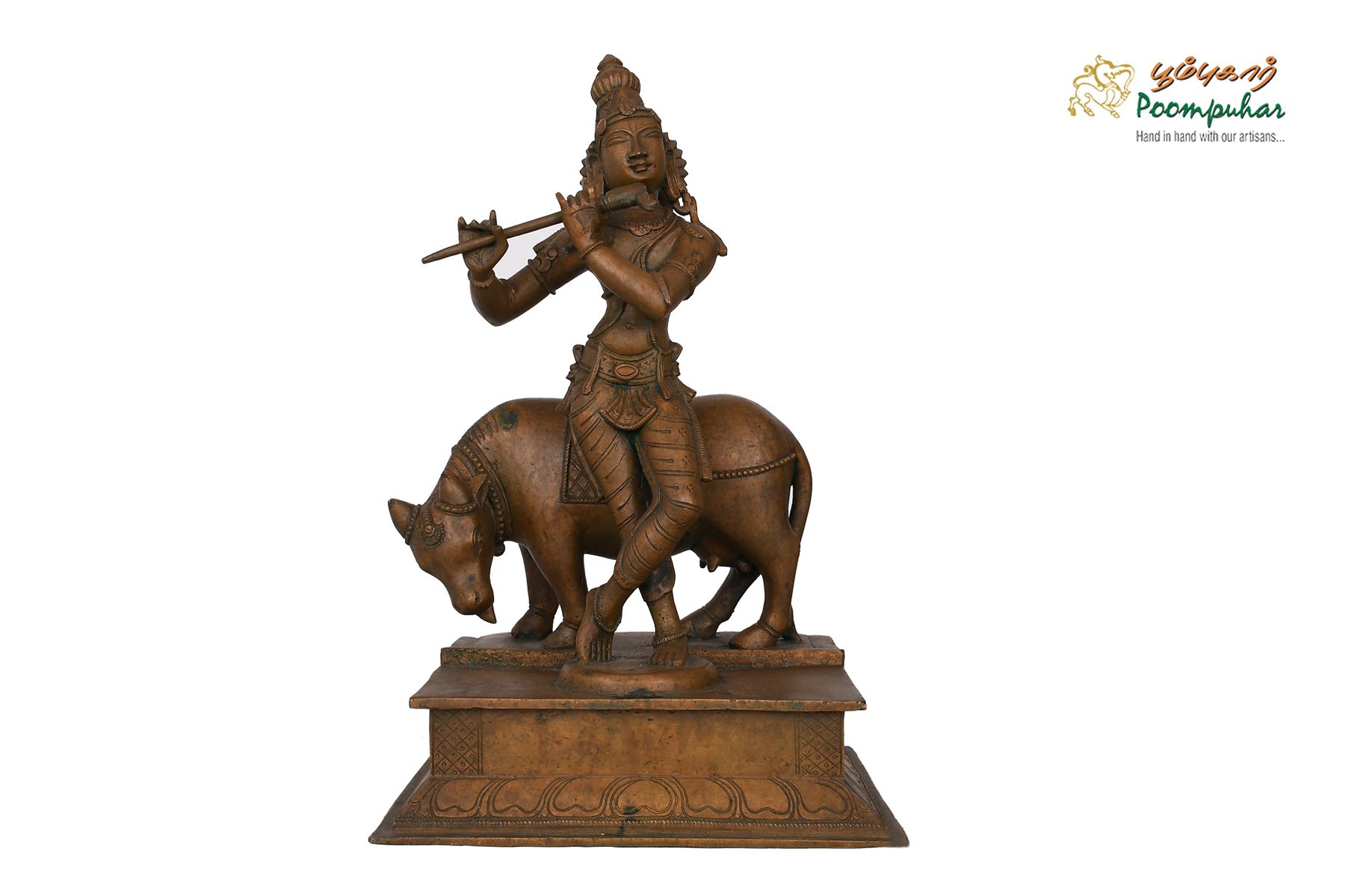 BRONZE 12 INCH COW KRISHNA