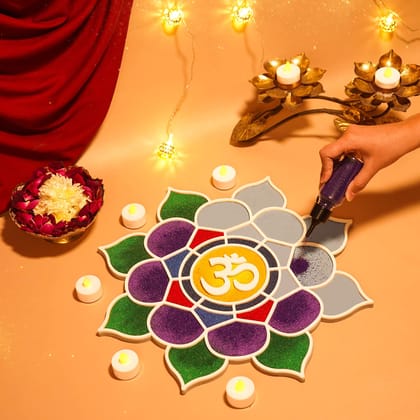 Decodesk Island Rangoli Siddhi Design (16 inches) | Available in 3 other sizes � 11 inches, 22 inches & 34 inches | Rangoli Om Design | Floating Rangoli | Waterproof Rangoli | Rangoli Stencil (16 inches)