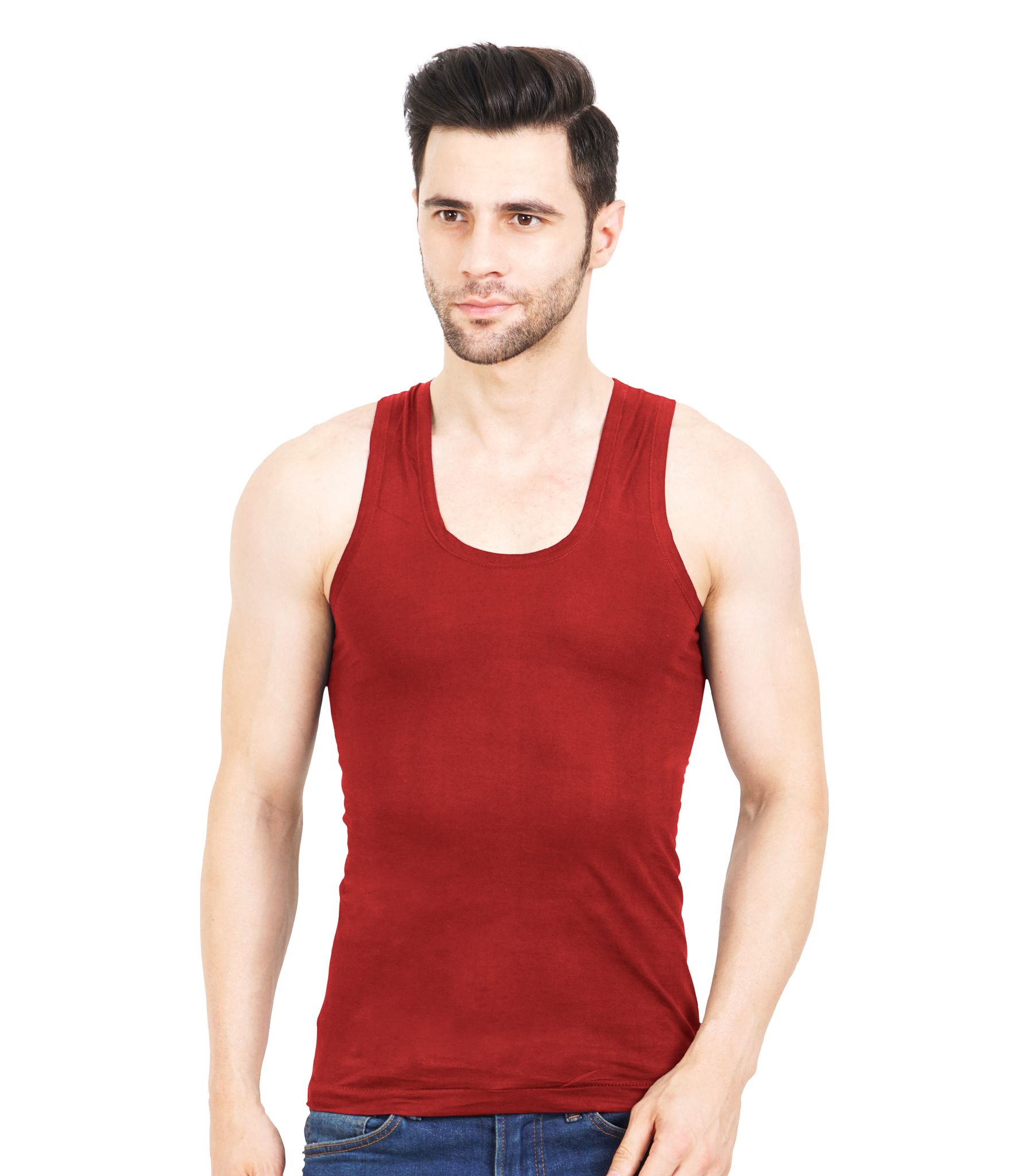 NRG Mens Sleeveless Colour Cotton Vest  ( Pack of 1 Red ) G23