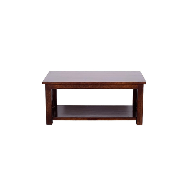 Solid Wood Coffee Table (Walnut Finish, Brown)