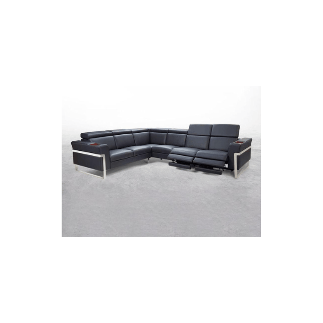 Leather Corner Sofa (Black)