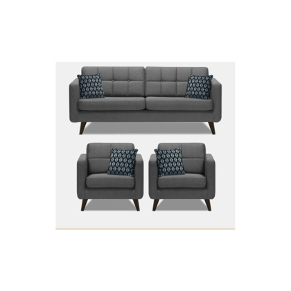 Sofa Architect Chilly 6 Seater 3+2+1 Fabric Sofa Set (Grey)