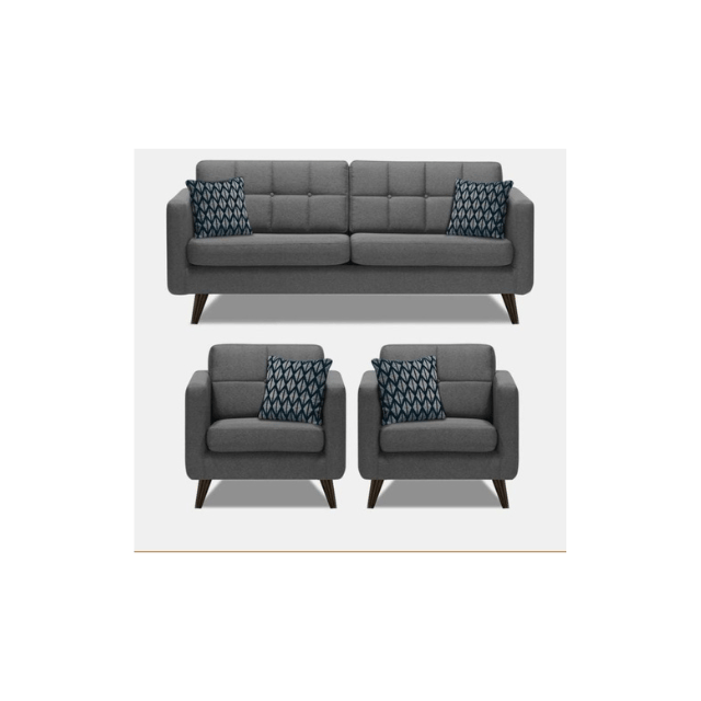 Sofa Architect Chilly 6 Seater 3+2+1 Fabric Sofa Set (Grey)