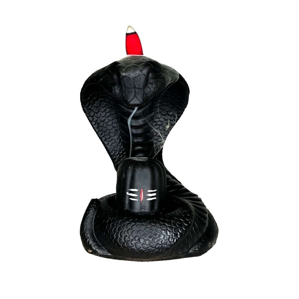 Ceramic Shivling Design Smoke Backflow Incense Burner, 7 Inches