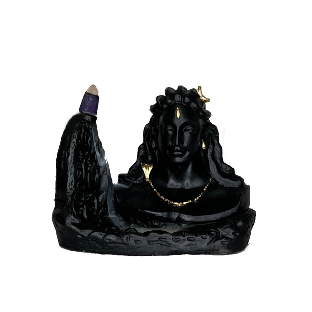 Aaradhak Black Adiyogi Smoke Fountain Incense Burner with Free 10 Backflow Incense Cones Sticks