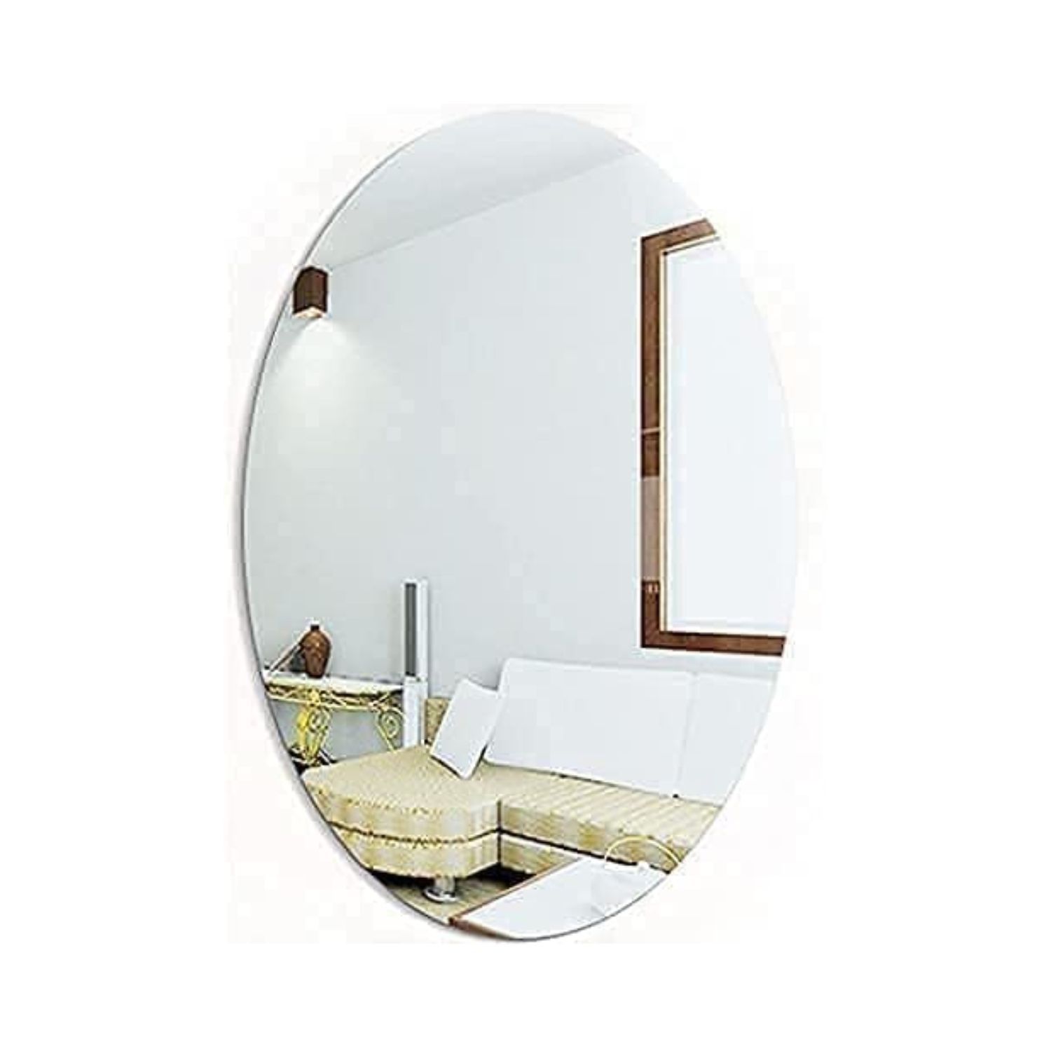 Oval Shape Adhesive Mirror Sticker for Wall on Tiles Bathroom,Bedroom, Living Room, Unbreakable self Adhesive Plastic Wall Mirror