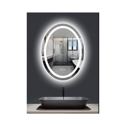 VENETIAN IMAGE Oval LED Vanity Bathroom Mirror with Front and Backlit, Dimmable Makeup Mirrors for Wall, Anti-Fog, Water & Termite Proof