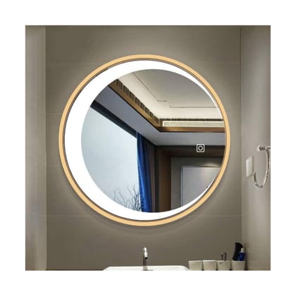 TRGCJGH Bathroom Mirror Round Illuminated Wall Mirror Birch Moonlight LED Touch Switch with Bathroom Accessories